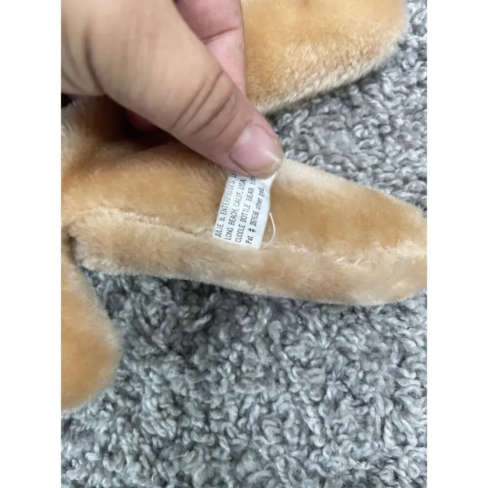 Vintage Teddy Bear Plush Baby Bottle Holder Light Brown Color Stuffed Toy